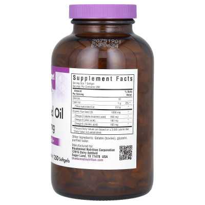 Bluebonnet Nutrition, Organic Flax Seed Oil, 1000mg, 250 soft
