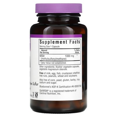 Bluebonnet Nutrition, MSM, 1000 mg, 120 veg capsules