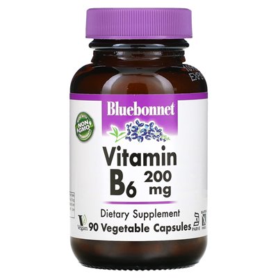 Bluebonnet Nutrition, witamina B6, 200 mg, 90 kapsułek warzywnych Bluebonnet Nutrition, witamina B6, 200 mg, 90 kapsułek warzywnych
