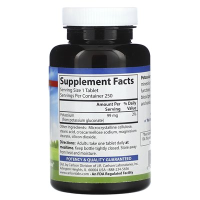 Carlson, Kalium, 99 mg, 250 Tabletten
