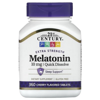 21st Century, Extra Strength, schnell auflösendes Melatonin, Kirsche, 10 mg, 360 Tabletten