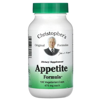 Oryginalne formuły Christophera, formuła apetytu, 475 mg, 100 czapek wegetariańskich Oryginalne formuły Christophera, formuła apetytu, 475 mg, 100 czapek wegetariańskich