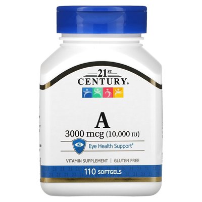 21st Century, Vitamin A, 3000 mcg (10,000 IU), 110 softgels