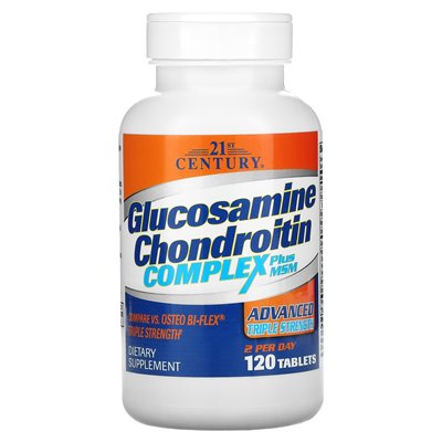 21st Century, Glucosamin-Chondroitin-Komplex plus MSM, erweiterte Dreifachstärke, 120 Tabletten