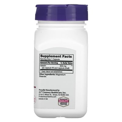 21st Century, Gelatine, 600 mg, 100 Kapseln