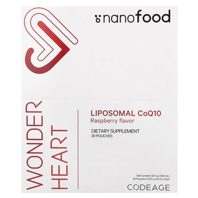 Codeage, Nanofood, Wonder Heart, Liposomales COQ10, Himbeere, 30 Beutel, 0,3 fl oz (10 ml)
