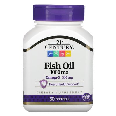 XXI wiek, olej rybny, 1000 mg, 60 miękkich