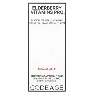 Codeage, Erom Bronberry Vitamins Pro, Blueberry & Raspberry, 4 Fl Oz (120 ml)
