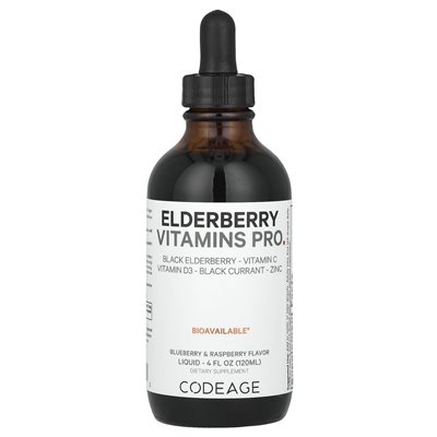 Codeage, Erom Bronberry Vitamins Pro, Blueberry & Raspberry, 4 Fl Oz (120 ml)
