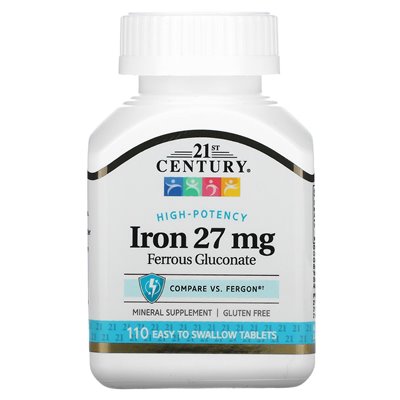 21st Century High Strength Iron, 27 mg, 110 leicht zu schluckende Tabletten