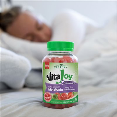 21st Century, Vita Joy Melatonin Gummi, Extra Strength, Erdbeere, 10 mg, 60 Gummibärchen (5 mg pro Gummibärchen)