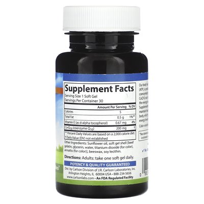 Carlson, CO-Q10, 200 mg, 30 Kapseln