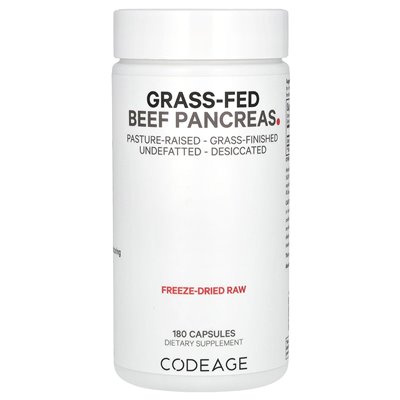 Codeage, trzustka karmiona trawą, 500 mg, 180 kapsułek