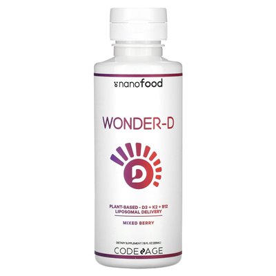 Codeage, Nanofood, Wonder-D, Plant-Based, D3 + K2 + B12, Liposomal Delivery, Mixed Berry, 7.6 fl oz (225 ml)