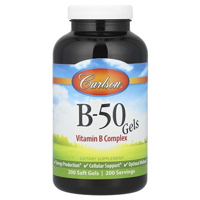 Carlson, B-50 Gel, Vitamin B Complex, 200 Soft Gels