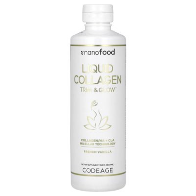 Codeage, nanofood, płynny kolagen, wykończenie i glow, francuska wanilia, 15,22 fl oz (450 ml)