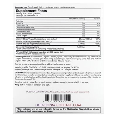Codeage, Nanofood, liposomales D3+K2+B12, gemischte Beeren, 30 Beutel, 0,3 fl oz (10 ml)