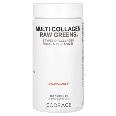 Codeage, Multi Collagen Raw Greens, 180 kapsułek