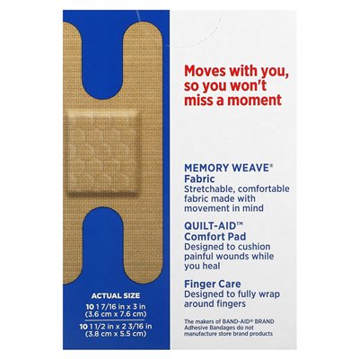 Band Aid, Adhesive Bandages, Flexible Fabric, 20 Assorted Sizes Band Aid, Adhesive Bandages, Flexible Fabric, 20 Assorted Sizes
