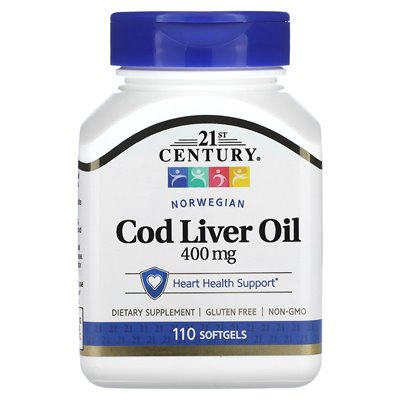 21st Century, Norwegian Cod Liver Oil, 400mg, 110 soft