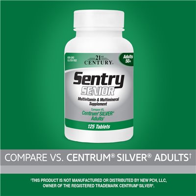 21st Century, Sentry Senior, Multiwitamin &amp Multimineral Supplement, Adults 50+, 125 tabletek