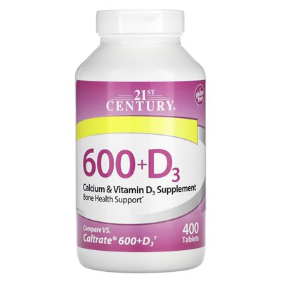 21st Century, 600+D3, Kalzium- und Vitamin-D3-Ergänzung, 400 Tabletten