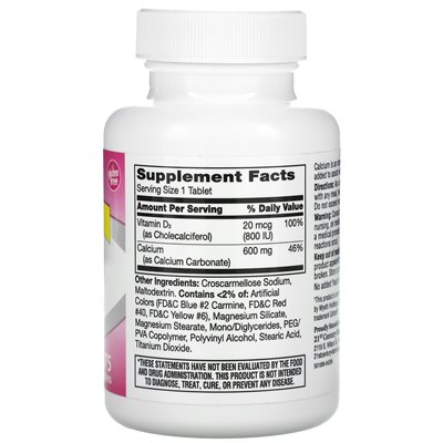 21st Century, 600+D3, Kalzium- und Vitamin-D3-Ergänzung, 75 Tabletten