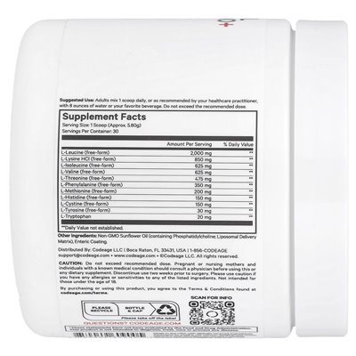 Codeage, Liposomal Multi Amino+ proszek, sport, niezmienione, 6,15 uncji (174,2 g) Codeage, Liposomal Multi Amino+ proszek, sport, niezmienione, 6,15 uncji (174,2 g)