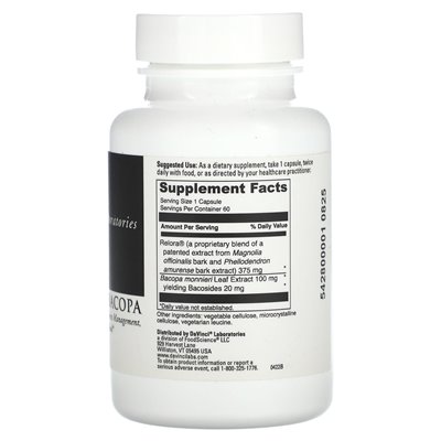 DaVinci Laboratories of Vermont, Relora mit Bacopa, 60 Kapseln