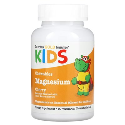 California Gold Nutrition, magnez żucia dla dzieci, wiśni, 90 tabletek wegetariańskich California Gold Nutrition, magnez żucia dla dzieci, wiśni, 90 tabletek wegetariańskich