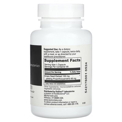 DaVinci Laboratories of Vermont, Grape Seed-100, 100 mg, 90 Kapseln