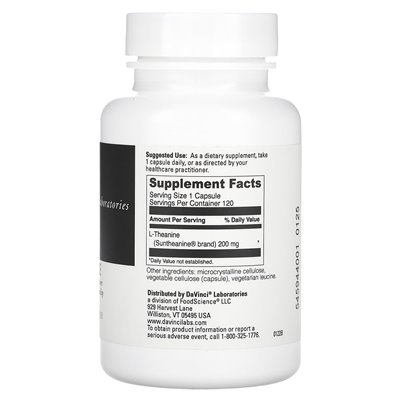 DaVinci Laboratories of Vermont, L-Theanin, 200 mg, 120 Kapseln