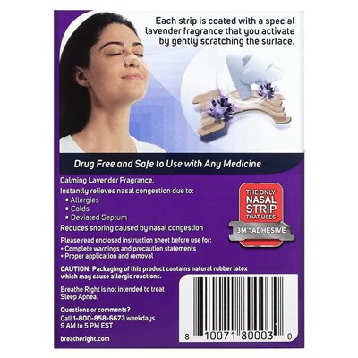 Breathe Right, Nasal Strips, Uspokajająca Lawenda, 26 Zapachowe Paski Breathe Right, Nasal Strips, Uspokajająca Lawenda, 26 Zapachowe Paski