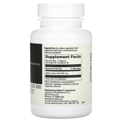 DaVinci Laboratories of Vermont, Alpha Lipoic Kwas 300, 60 capsules