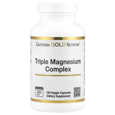 California Gold Nutrition, Triple Magnesium Complex, 120 kapsułek wegetariańskich