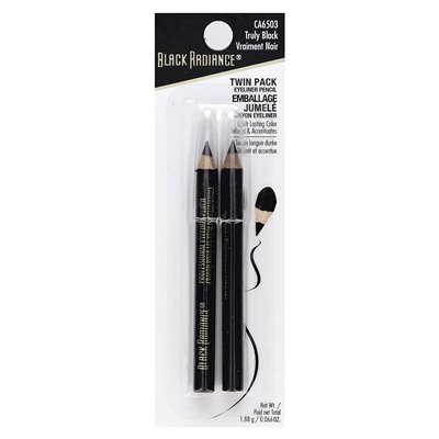 Black Radiance, Eyeliner Pencil, CA6503 Truly Black, Dual Pack, 0.066 oz (1.88 g)