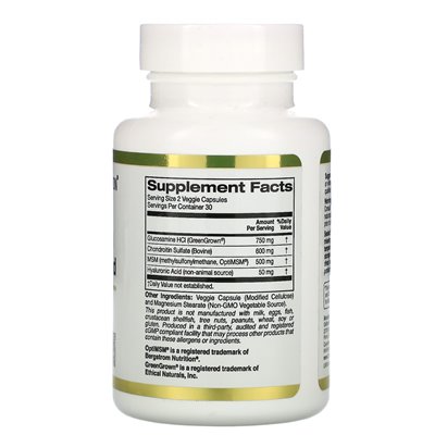California Gold Nutrition, Glucosamine Chondroitin, MSM Plus Hyaluronic Acid, 60 Vegetarian Capsules