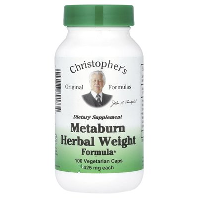 Oryginalne formuły Christophera, formuła masy ziołowej metaburn, 1275 mg, 100 czapek wegetariańskich (425 mg na kapsułkę) Oryginalne formuły Christophera, formuła masy ziołowej metaburn, 1275 mg, 100 czapek wegetariańskich (425 mg na kapsułkę)