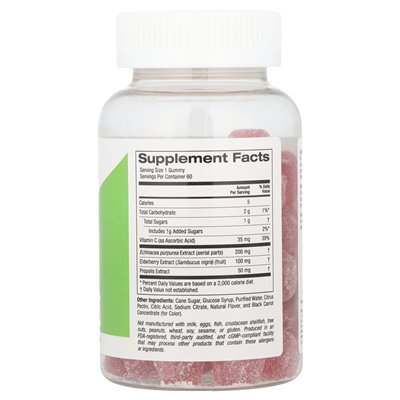 California Gold Nutrition, Propolis &amp Echinacea dla dzieci, bez żelatyny, naturalna malina, 60 gumzy wegetariańskiej