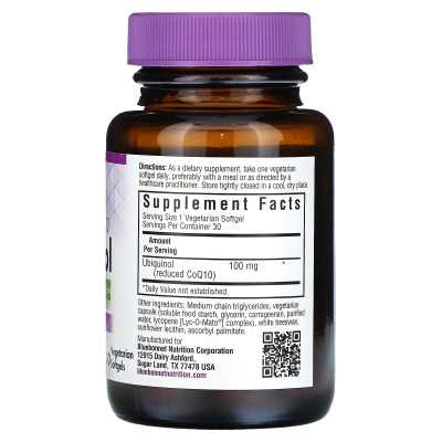 Bluebonnet Nutrition, CelularActive COQ10, ubikinol, 100 mg, 30 wegetariańskich miękkich