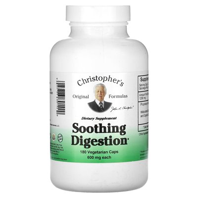 Christopher's Original Formulas, Soothing Digestion, 600mg, 180 Vegetarian Caps