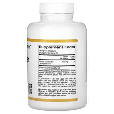 California Gold Nutrition, Apple Cider Vinegar, 180 Vegetarian Capsules