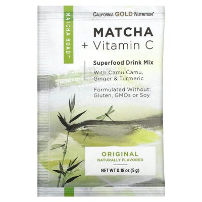 California Gold Nutrition, Matcha Road, Matcha + Witamina C, Original, 10 Count California Gold Nutrition, Matcha Road, Matcha + Witamina C, Original, 10 Count