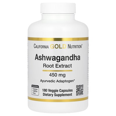 California Gold Nutrition, Ashwagandha, 450 mg, 180 kapsułek wegetariańskich California Gold Nutrition, Ashwagandha, 450 mg, 180 kapsułek wegetariańskich