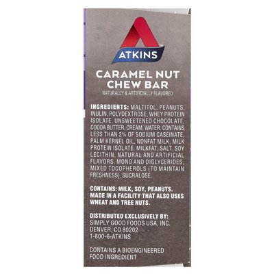 Atkins, Endulge ™, karmelowy bar do żucia, 5 barów, 1,2 uncji (34 g)