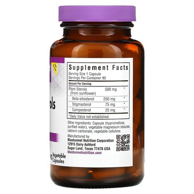 Bluebonnet Nutrition, Plant Sterols, 500mg, 90 Veggie Capsules