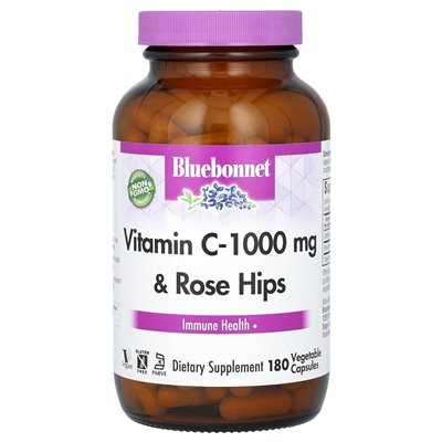 Bluebonnet Nutrition, Vitamin C & Rose Hips, 1,000 mg, 180 Vegetable Capsules Bluebonnet Nutrition, Vitamin C & Rose Hips, 1,000 mg, 180 Vegetable Capsules