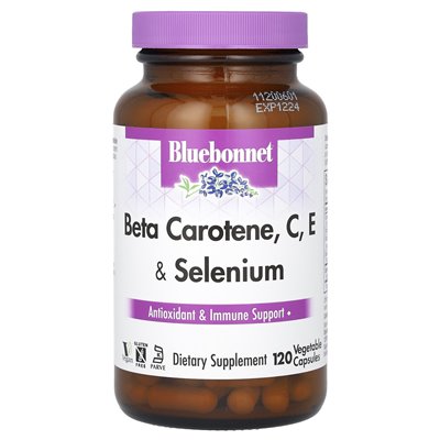 Bluebonnet Nutrition, Beta Carotene, C, E &amp Selenium, 120 kapsułek warzywnych