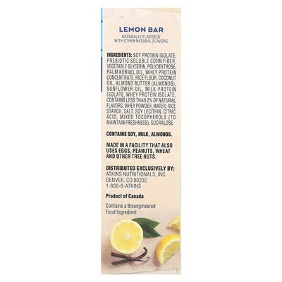 Atkins, Snack, Zitronenriegel, 5 Riegel, 1,41 oz (40 g)