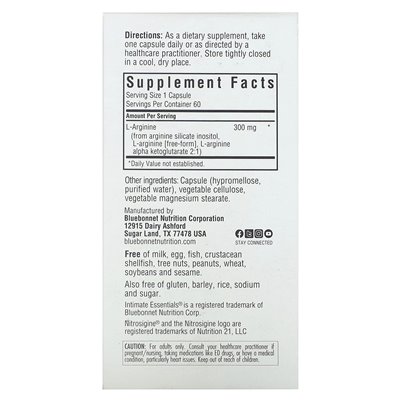 Bluebonnet Nutrition, Intimate Essentials, Nitro, dla niego i dla niej 60 kapsułek warzywnych Bluebonnet Nutrition, Intimate Essentials, Nitro, dla niego i dla niej 60 kapsułek warzywnych